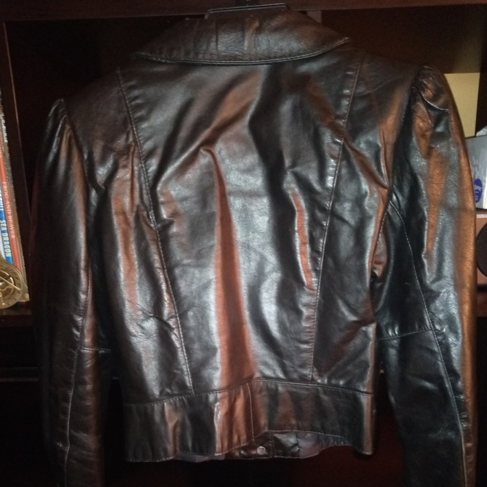 Vintage Jonathan Christopher Black Leather Puff Sleeve Jacket Sz Small - Picture 5 of 16